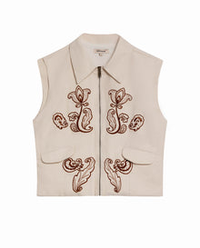 Womens Vest Western Straight Silhouette Cotton Double Garment Simulation - Raw 63_711H703_CRU110606_3