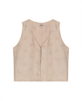 Womens Embroidered Linen-Effect Vest - Beige 63_711H714_BEI161407_3