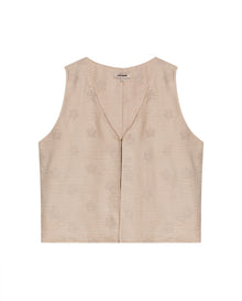 Womens Embroidered Linen-Effect Vest - Beige 63_711H714_BEI161407_3