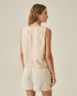 Womens Embroidered Linen-Effect Vest - Beige 63_711H714_BEI161407_6