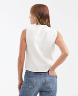 Women's Fitted Asymmetric Vest with Sequin Stripe Detail in Viscose-Linen-Polyester - 4