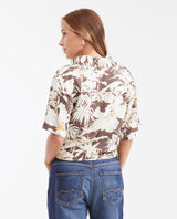Women's Straight Fit Cropped Shirt with Maxi Floral Print in Viscose - 4