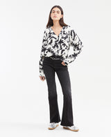 Women's Oversized Deconstructed Floral Shirt with Lurex in Viscose - 2