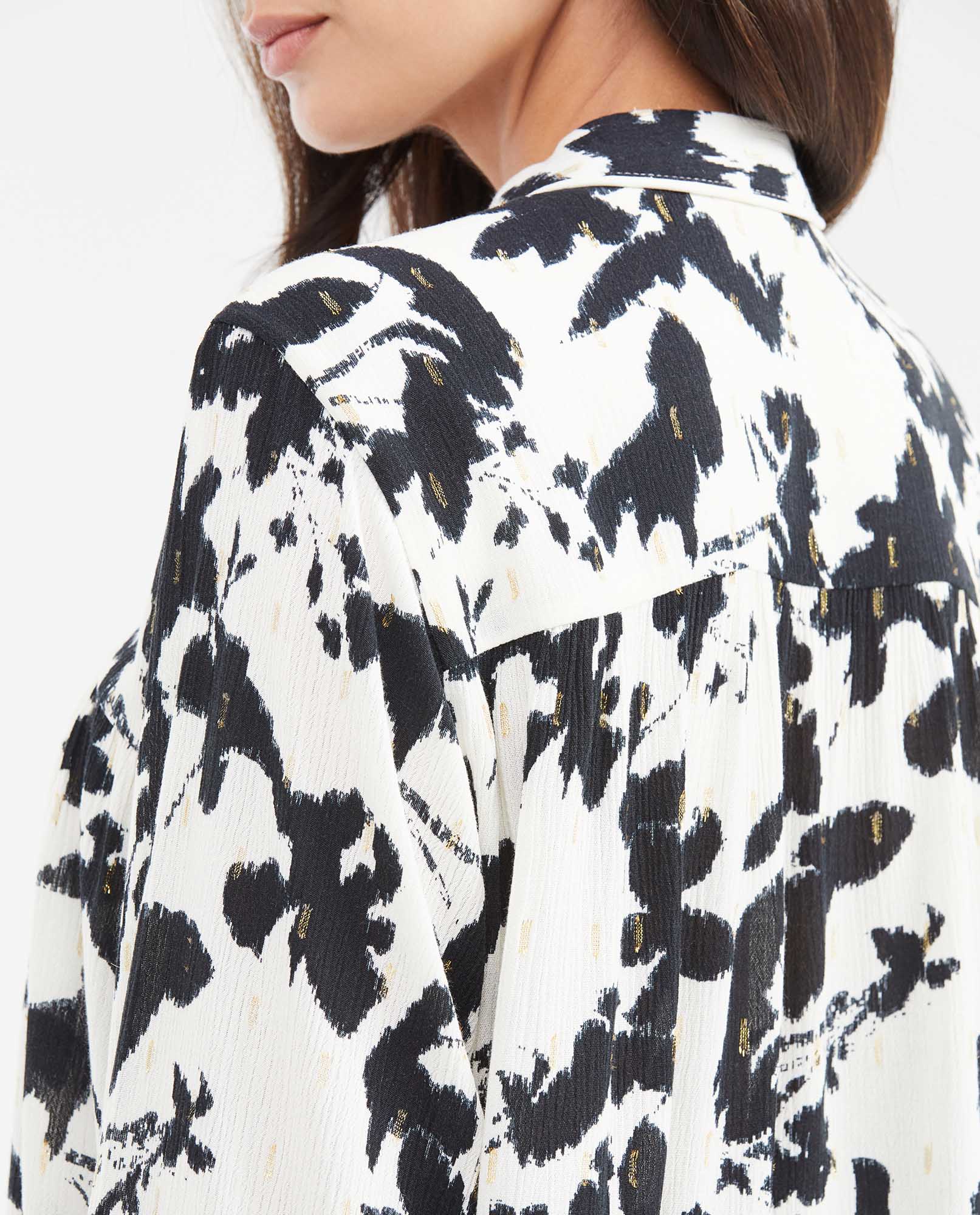 Women's Oversized Deconstructed Floral Shirt with Lurex in Viscose - 5