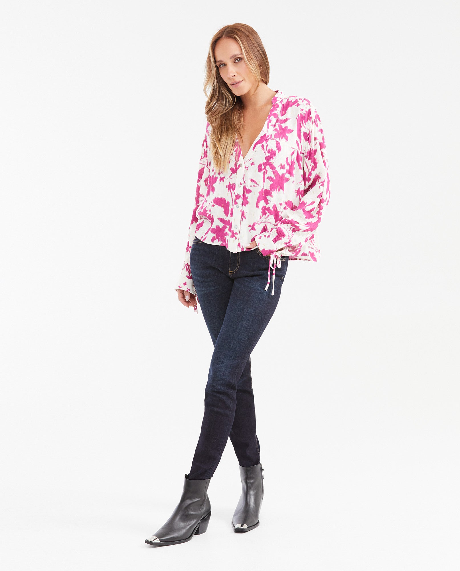 Women's Oversized Deconstructed Floral Shirt with Lurex in Viscose - 2