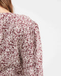 Women's Fitted V-Neck Blouse with Gathered Sleeve Detail in Viscose - 5