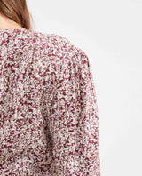 Women's Fitted V-Neck Blouse with Gathered Sleeve Detail in Viscose - 5