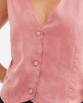 Women's Straight Fit Vest-Style Shirt with Crossed Back Straps in Lyocell - 2