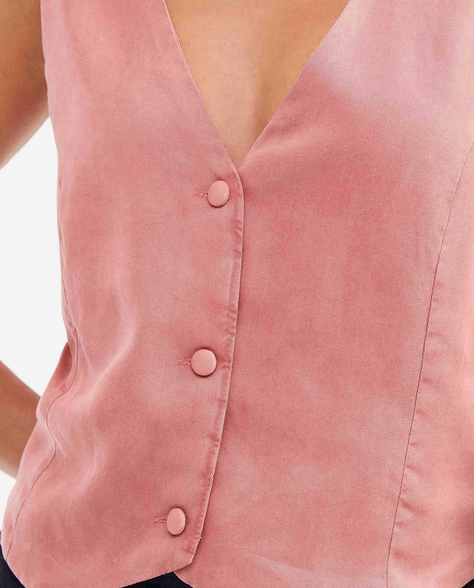 Women's Straight Fit Vest-Style Shirt with Crossed Back Straps in Lyocell - 2