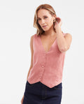 Women's Straight Fit Vest-Style Shirt with Crossed Back Straps in Lyocell - 3