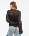 Women's Fitted High Neck Lace Shirt with Internal Top in Nylon-Elastane - 4