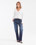 Women's Elastic Waist Top with Bell Sleeves and Peplum in Polyester-Elastane - 1