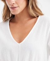 Women's Elastic Waist Top with Bell Sleeves and Peplum in Polyester-Elastane - 2