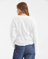 Women's Elastic Waist Top with Bell Sleeves and Peplum in Polyester-Elastane - 4