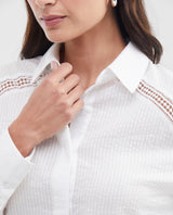 Women's Straight Fit Textured Shirt with Lace Detail in Cotton - 3