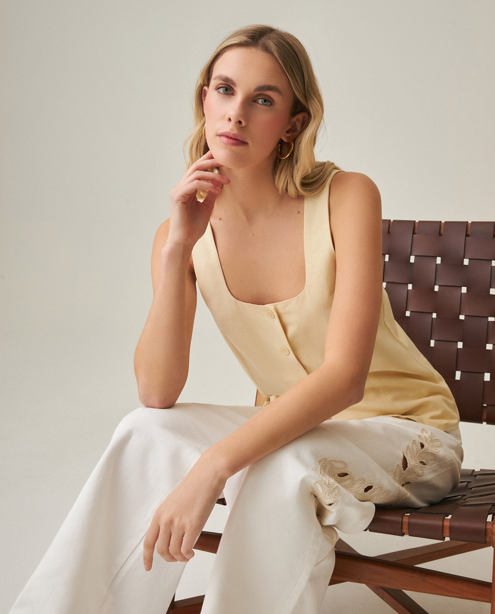 Women´s Linen Blouse - Yellow 63_712H008_AMA120815_0