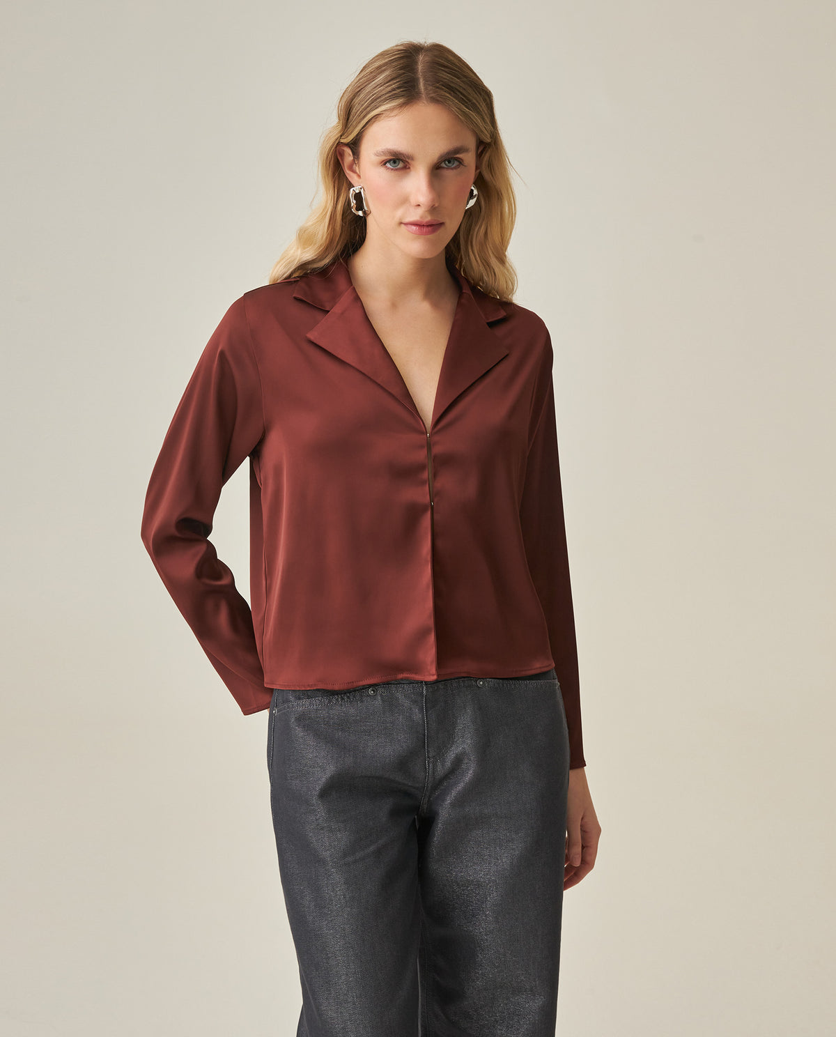 Women´s Cropped Blouse - Brown 63_712H021_CAF191321_3