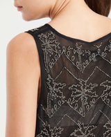 Women's Mesh Top Sleeveless Beaded Detail in Polyamide - 5