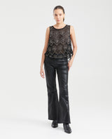 Women's Mesh Top Sleeveless Beaded Detail in Polyamide - 6