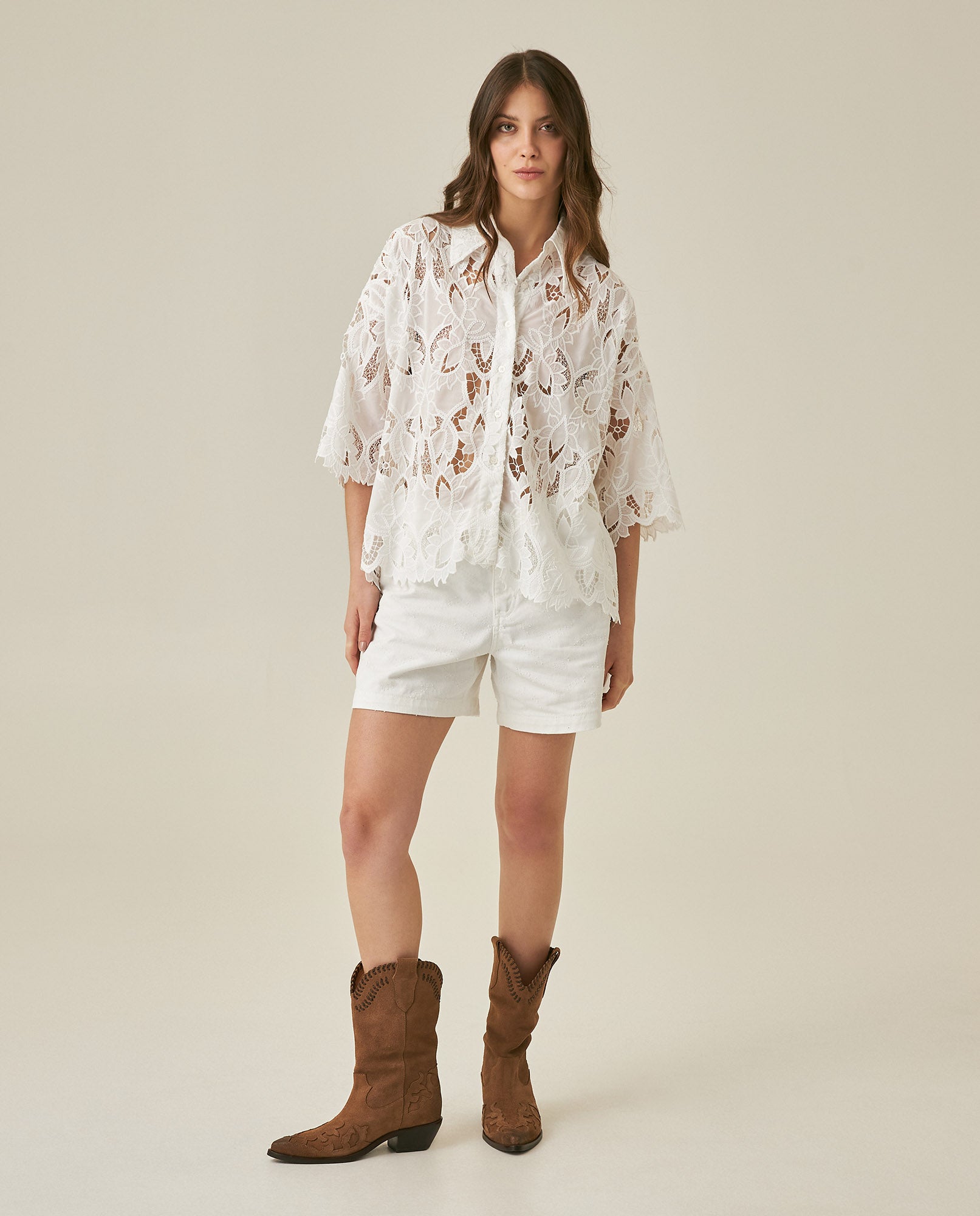 Womens Floral Lace Shirt - Raw 63_714H003_CRU110103_4