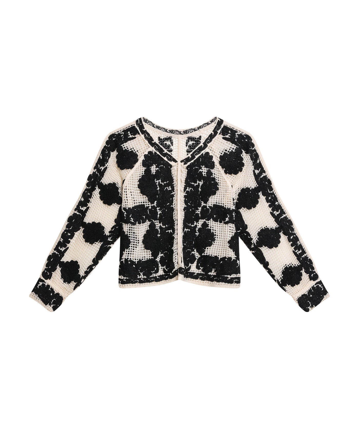 Womens Open-Knit Floral Shirt - Black 63_714H008_NEG194007_3