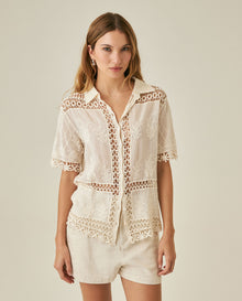 Womens Lace Insert Shirt - Raw 63_714H009_CRU110103_0