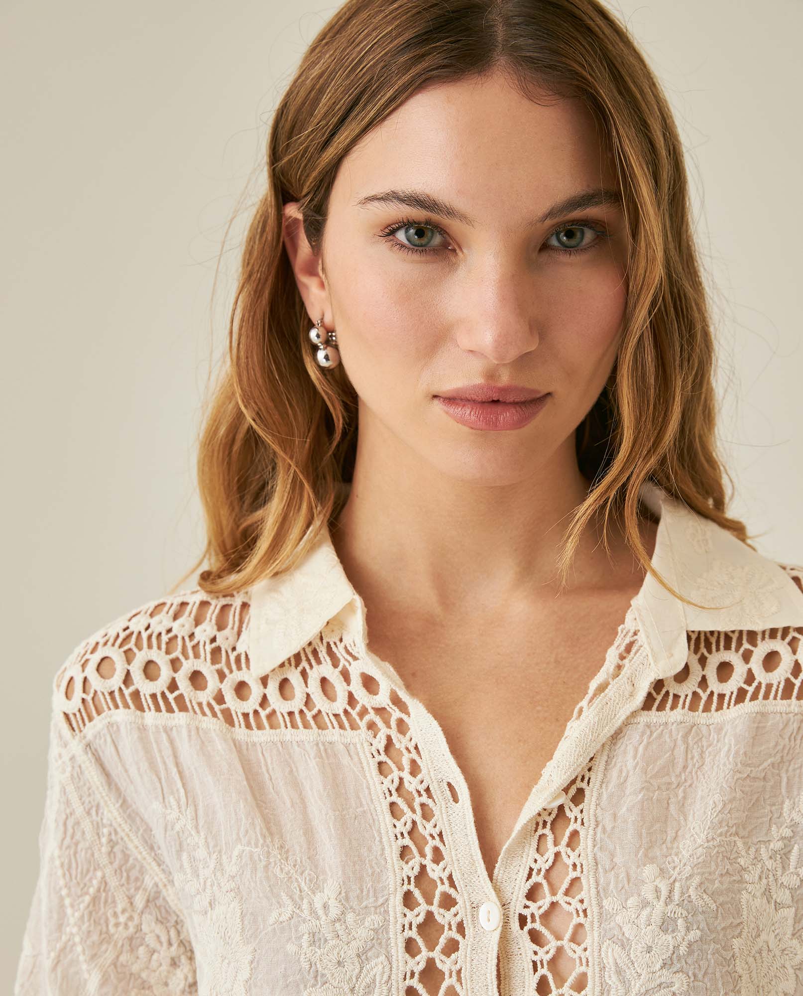 Womens Lace Insert Shirt - Raw 63_714H009_CRU110103_5