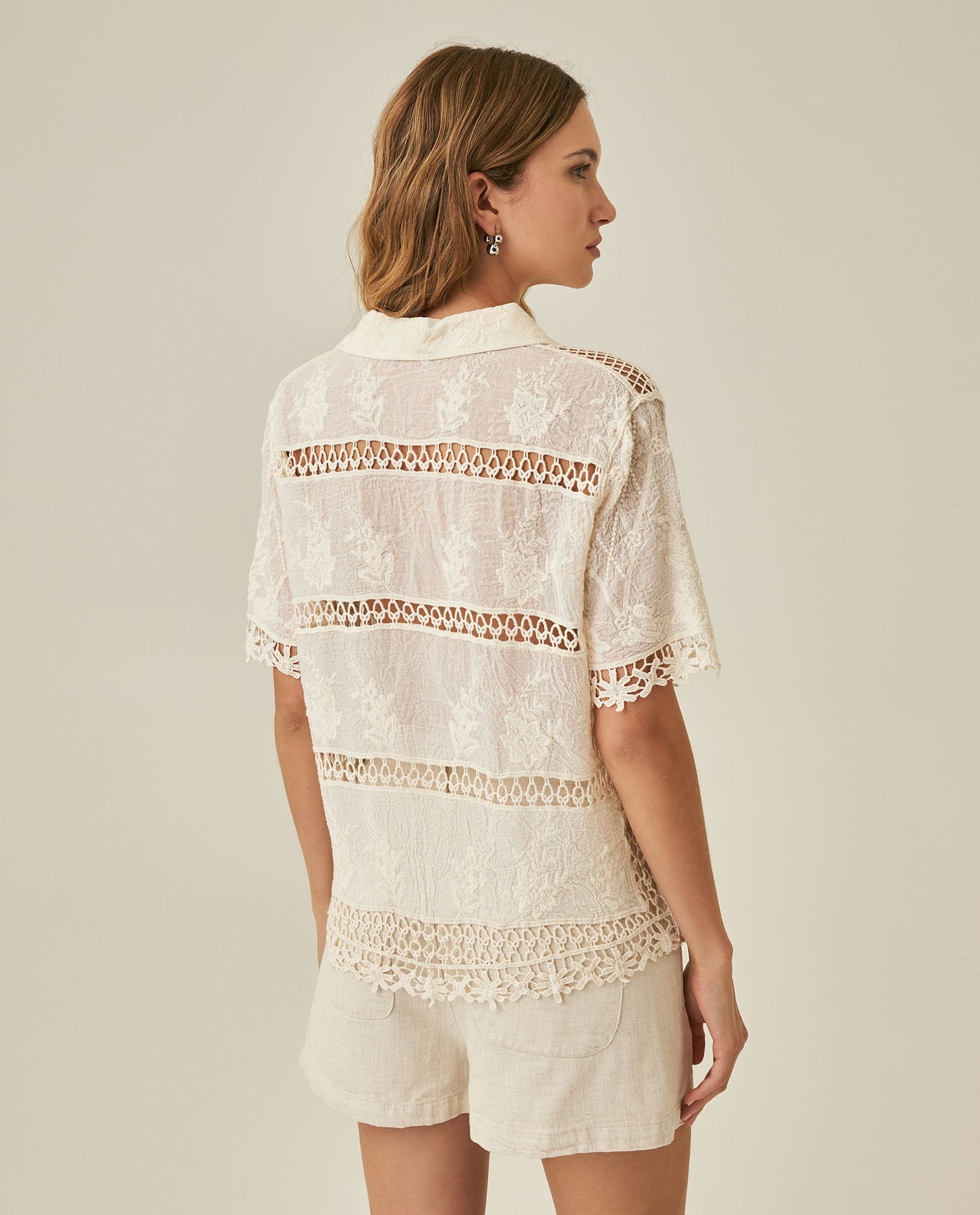 Womens Lace Insert Shirt - Raw 63_714H009_CRU110103_6
