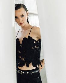 Womens V-Neck Cutwork Embroidered Top - Special Collection - Black 63_714H501_NEG194007_0