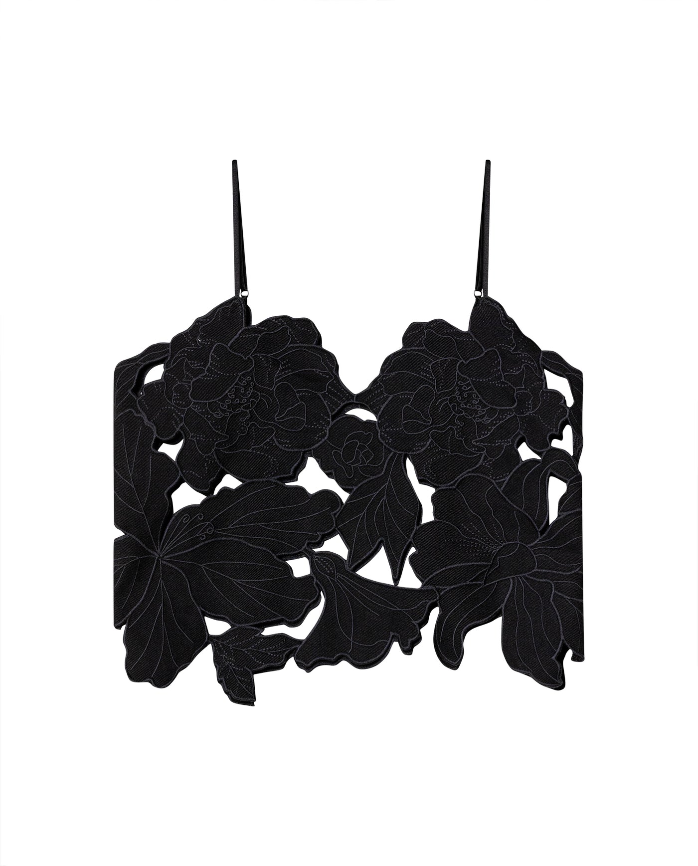 Womens V-Neck Cutwork Embroidered Top - Special Collection - Black 63_714H501_NEG194007_5