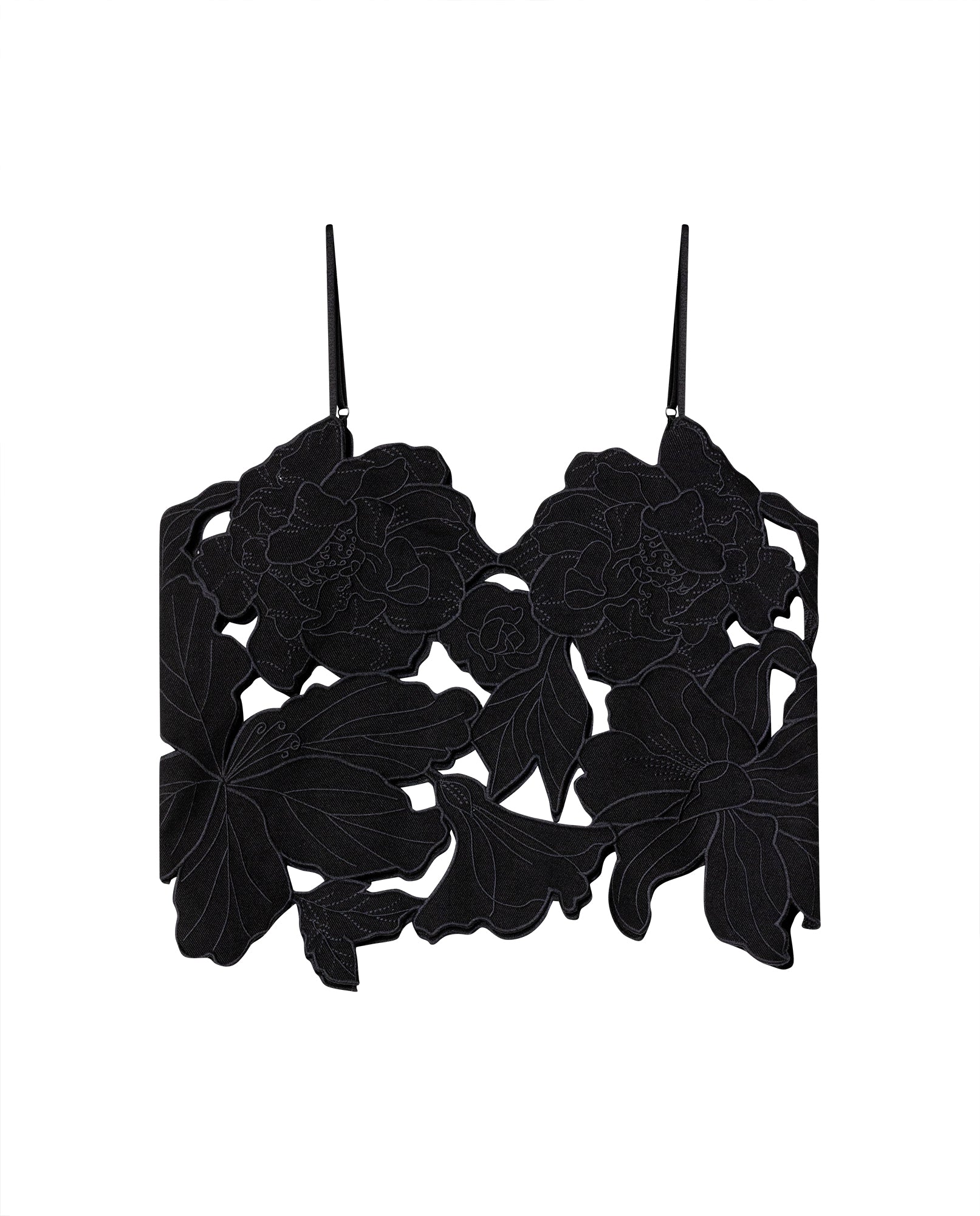 Womens V-Neck Cutwork Embroidered Top - Special Collection - Black 63_714H501_NEG194007_5