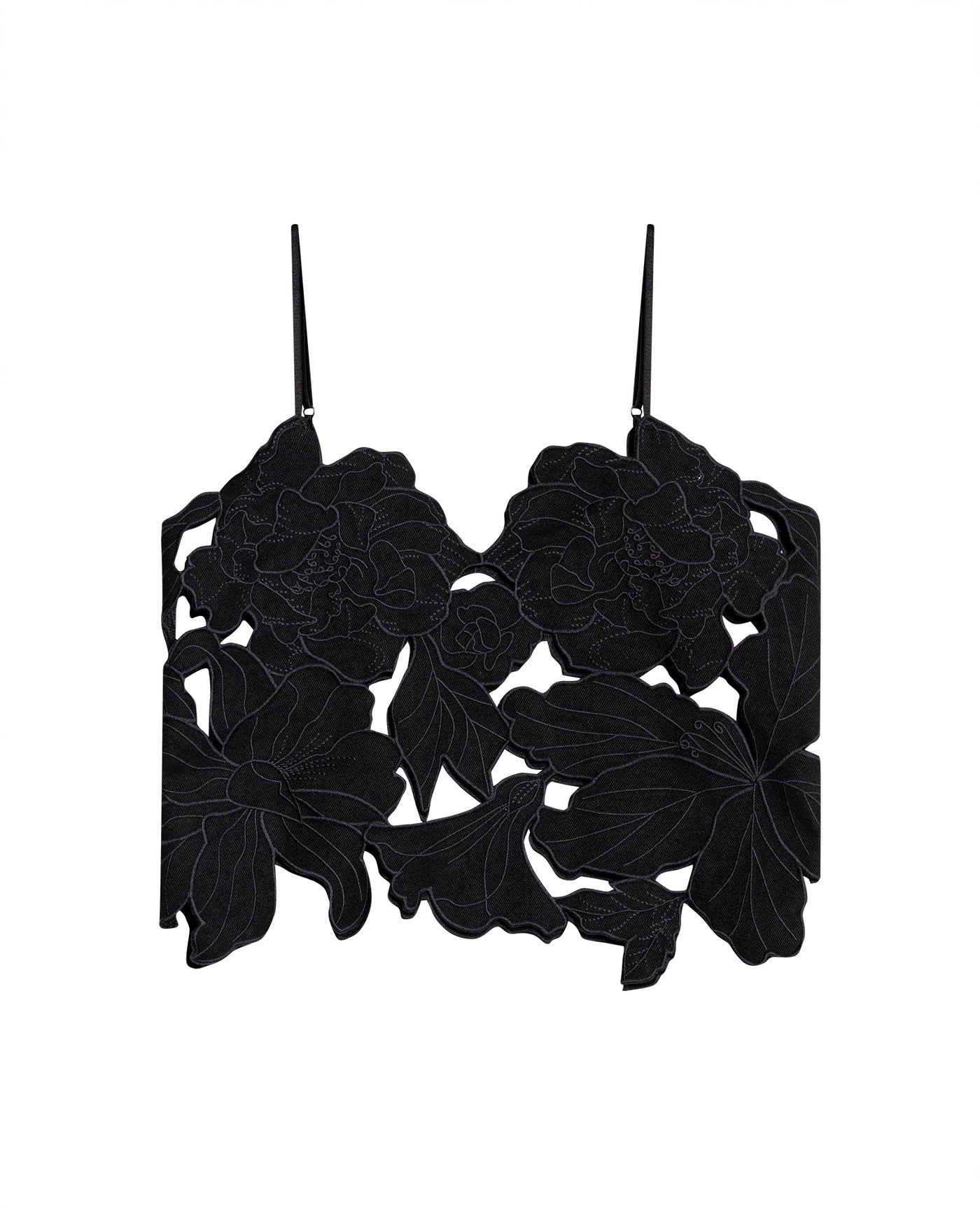 Womens V-Neck Cutwork Embroidered Top - Special Collection - Black 63_714H501_NEG194007_8