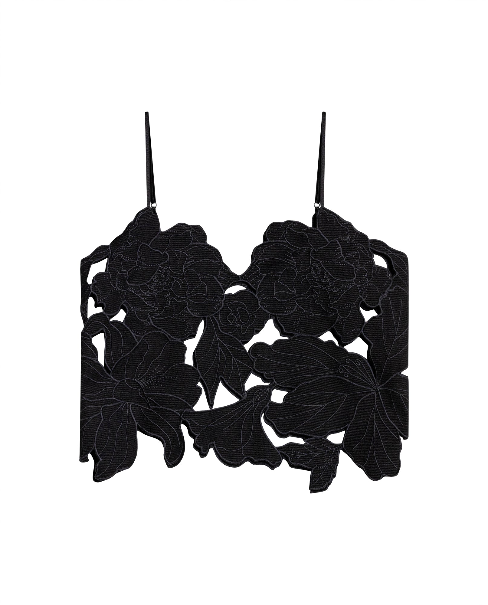 Womens V-Neck Cutwork Embroidered Top - Special Collection - Black 63_714H501_NEG194007_8