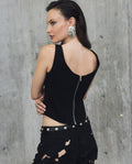 Womens V-Neck Corset-Style Crop Top - Special Collection - Black 63_714H503_NEG194007_3