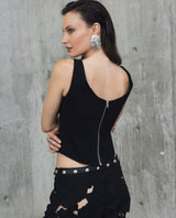 Womens V-Neck Corset-Style Crop Top - Special Collection - Black 63_714H503_NEG194007_3