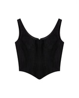 Womens V-Neck Corset-Style Crop Top - Special Collection - Black 63_714H503_NEG194007_4