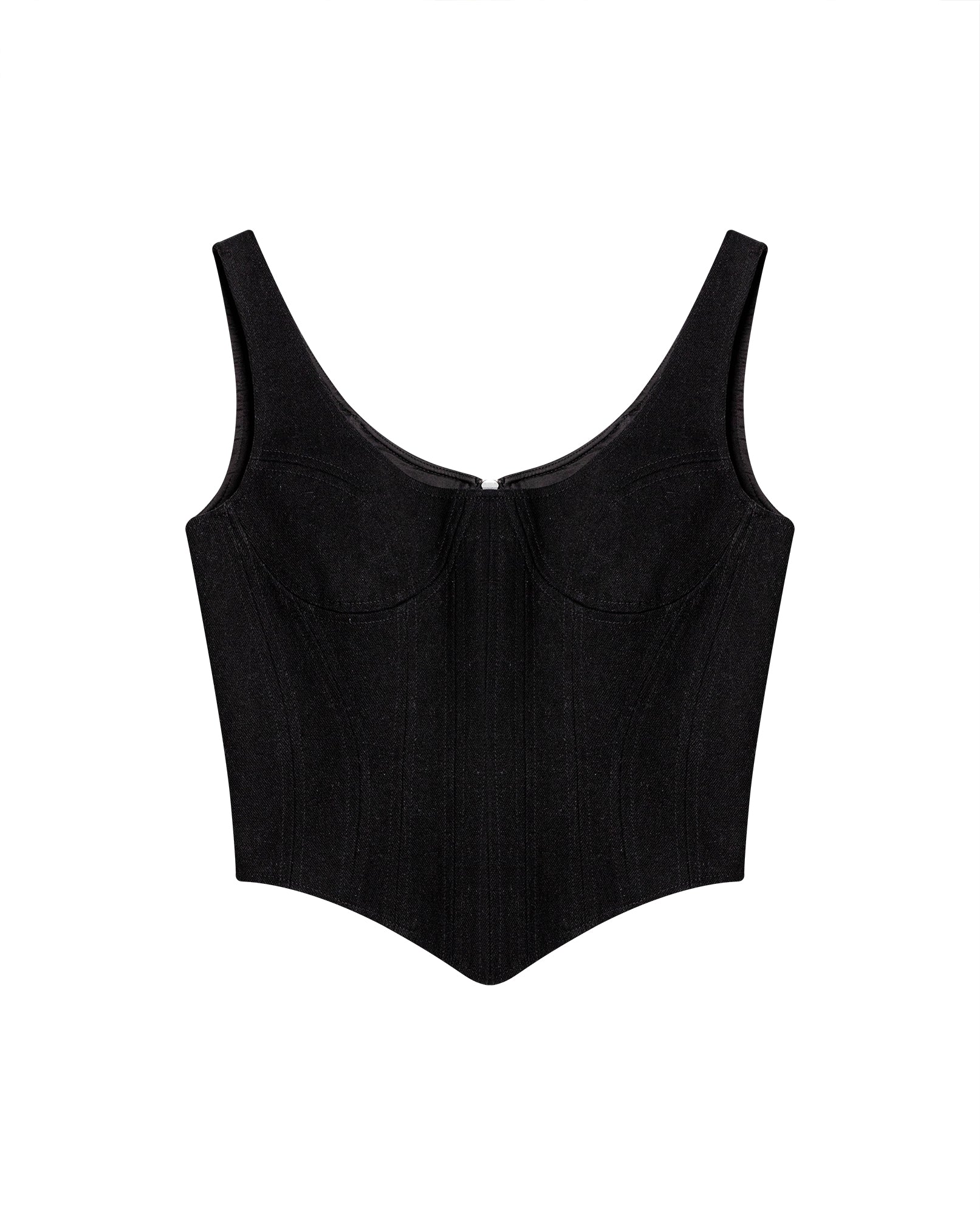 Womens V-Neck Corset-Style Crop Top - Special Collection - Black 63_714H503_NEG194007_4