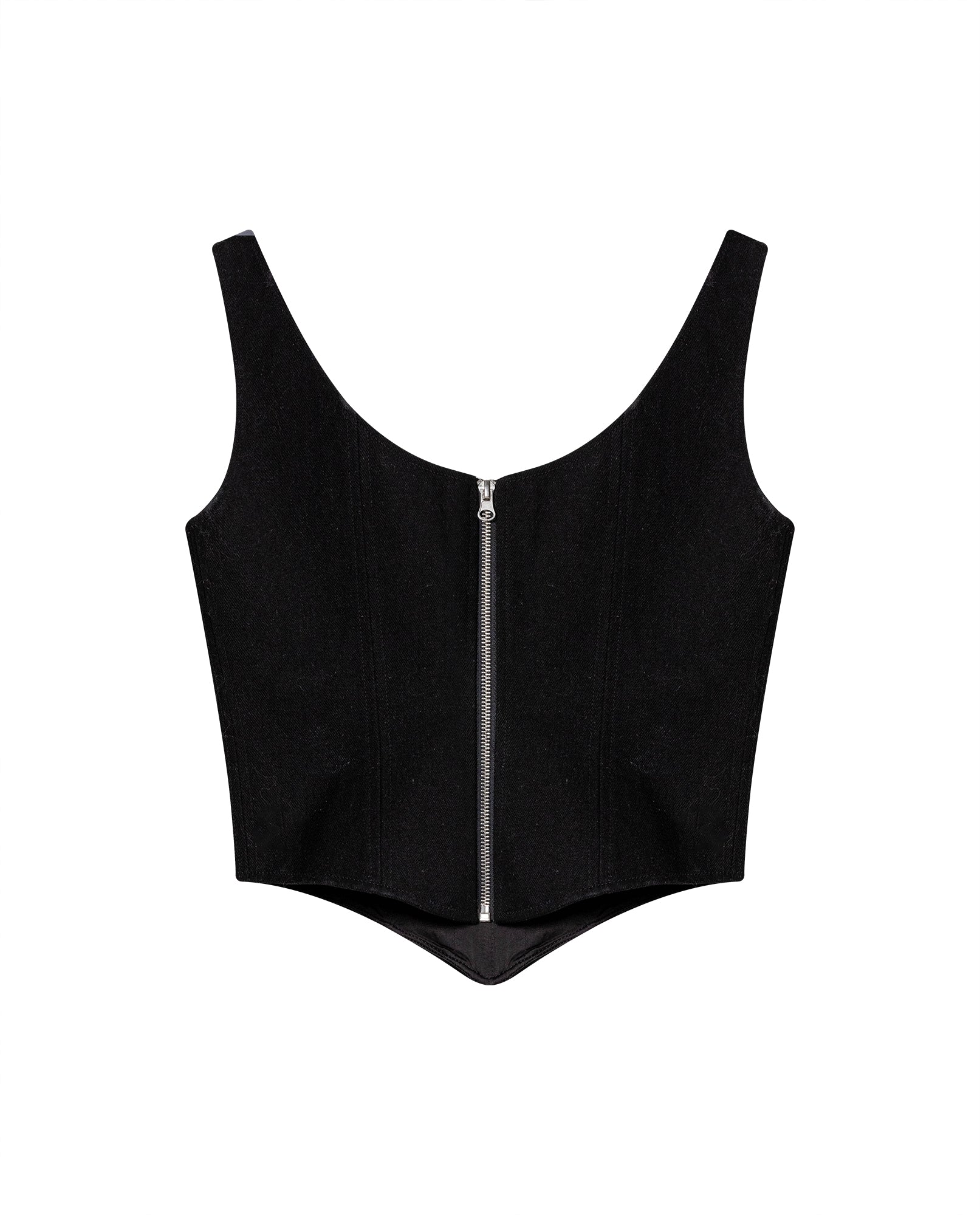 Womens V-Neck Corset-Style Crop Top - Special Collection - Black 63_714H503_NEG194007_6