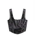 Womens Lambskin Leather Square Neck Crop Top - Special Collection - Black 63_717H504_NEG194007_4