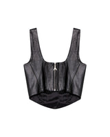 Womens Lambskin Leather Square Neck Crop Top - Special Collection - Black 63_717H504_NEG194007_7