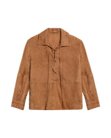 Womens Suede Leather Lace-Up Shirt - Brown 63_717H750_CAF181421_3