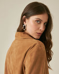 Womens Suede Leather Lace-Up Shirt - Brown 63_717H750_CAF181421_7