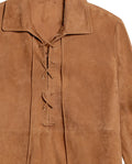 Womens Suede Leather Lace-Up Shirt - Brown 63_717H750_CAF181421_8
