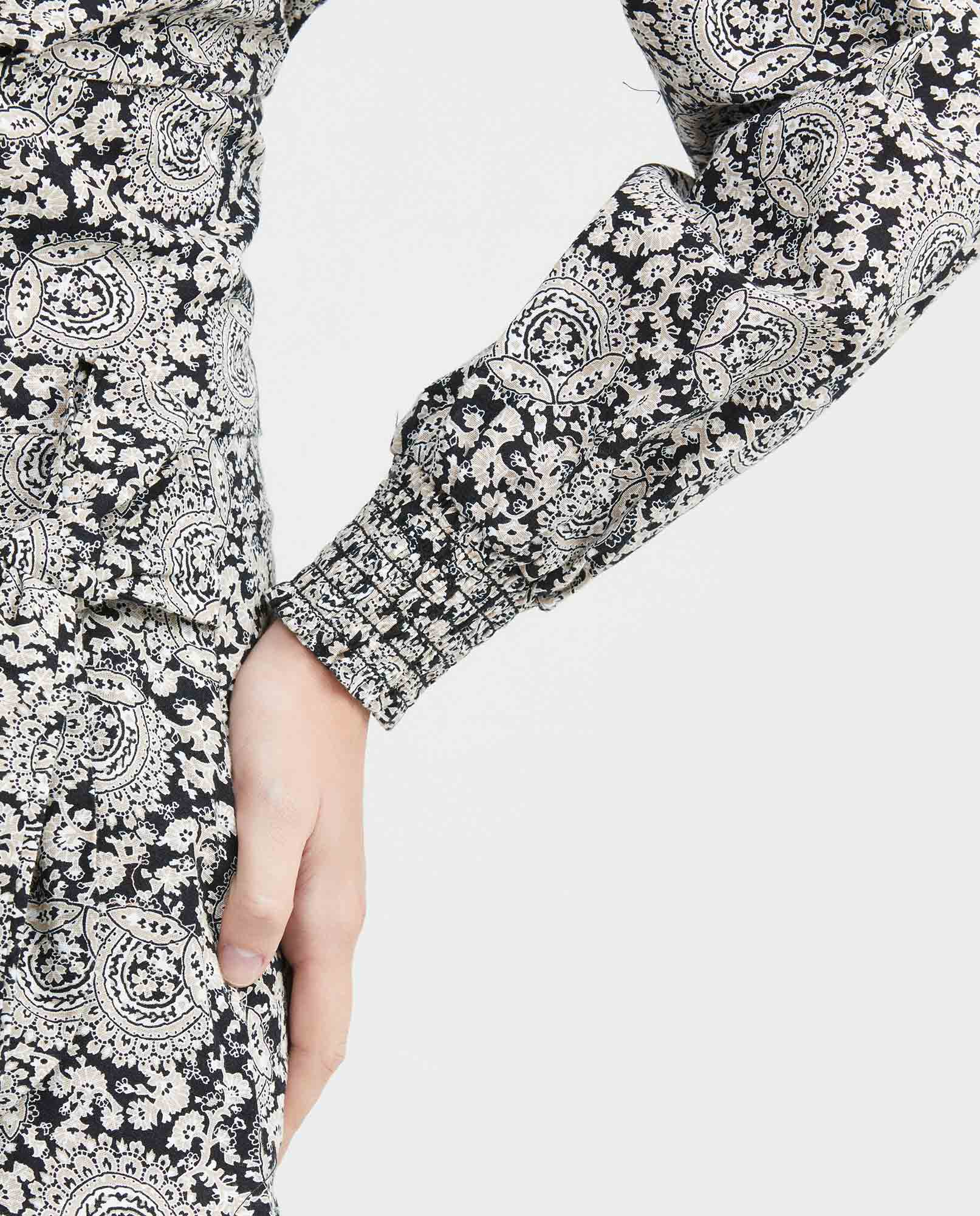 Women´s Printed Voluminous-Sleeve Blouse - Black 63_719F001_NEG194007_5
