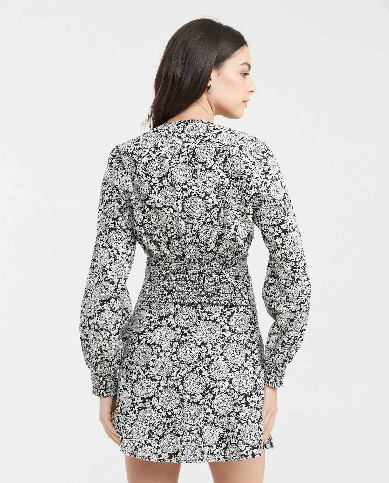 Women´s Printed Voluminous-Sleeve Blouse - Black 63_719F001_NEG194007_6