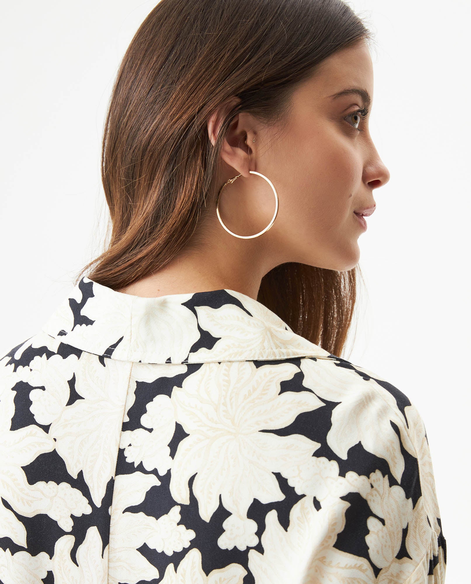 Women's Nature Print Wide Shirt in Viscose, Tidemark - 5