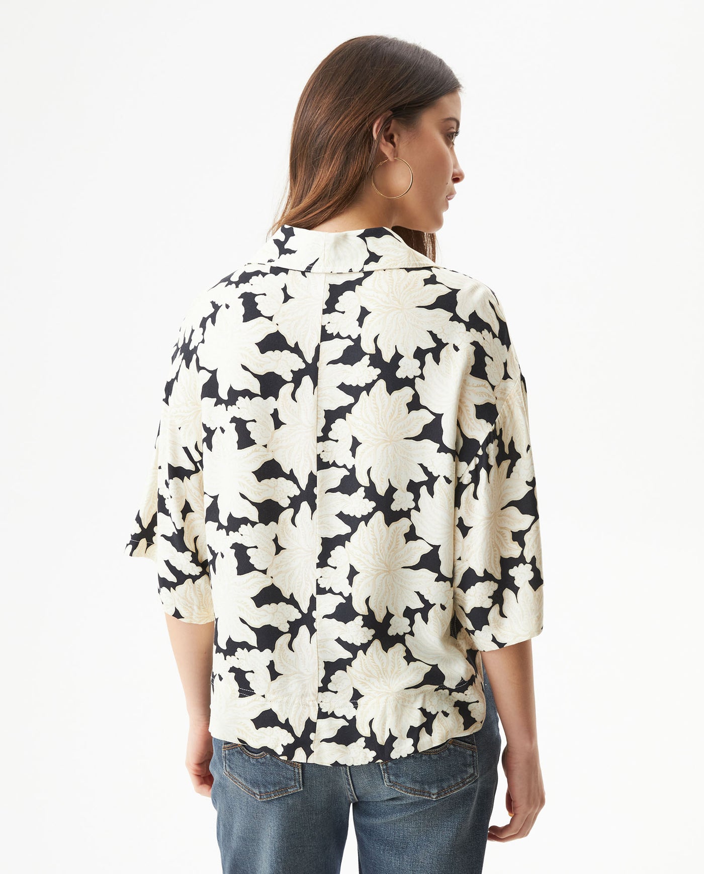 Women's Nature Print Wide Shirt in Viscose, Tidemark - 6