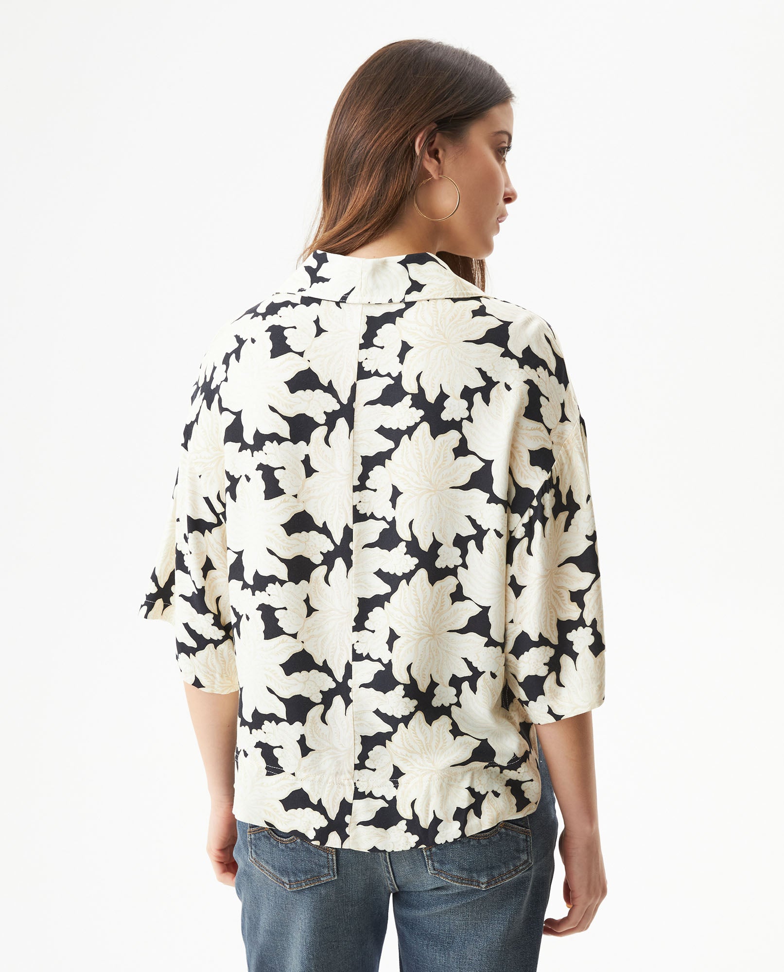 Women's Nature Print Wide Shirt in Viscose, Tidemark - 6