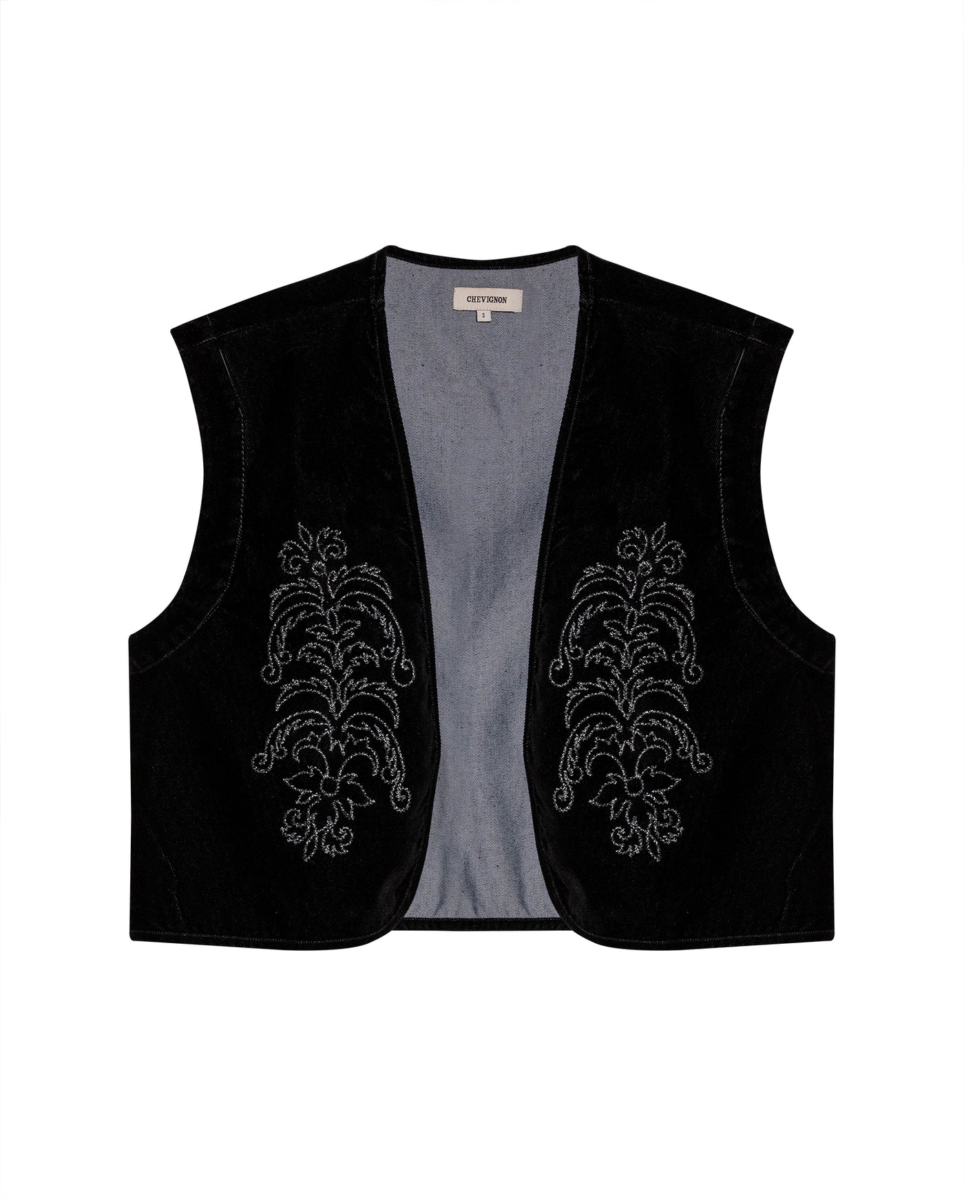 Women's Denim Sleeveless Vest in Cotton-Polyester Blend, Evening - 1