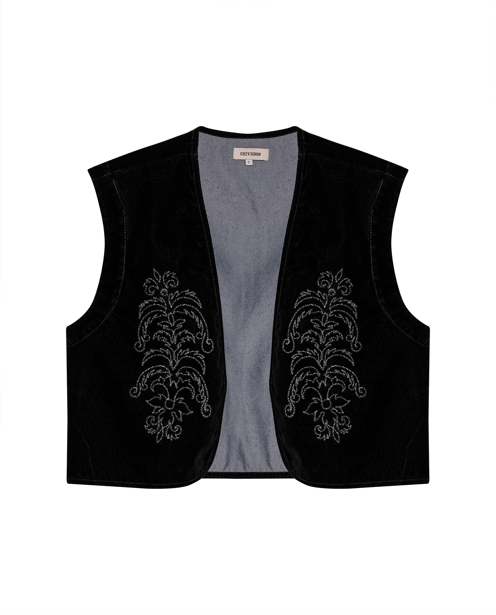 Women's Denim Sleeveless Vest in Cotton-Polyester Blend, Evening - 1